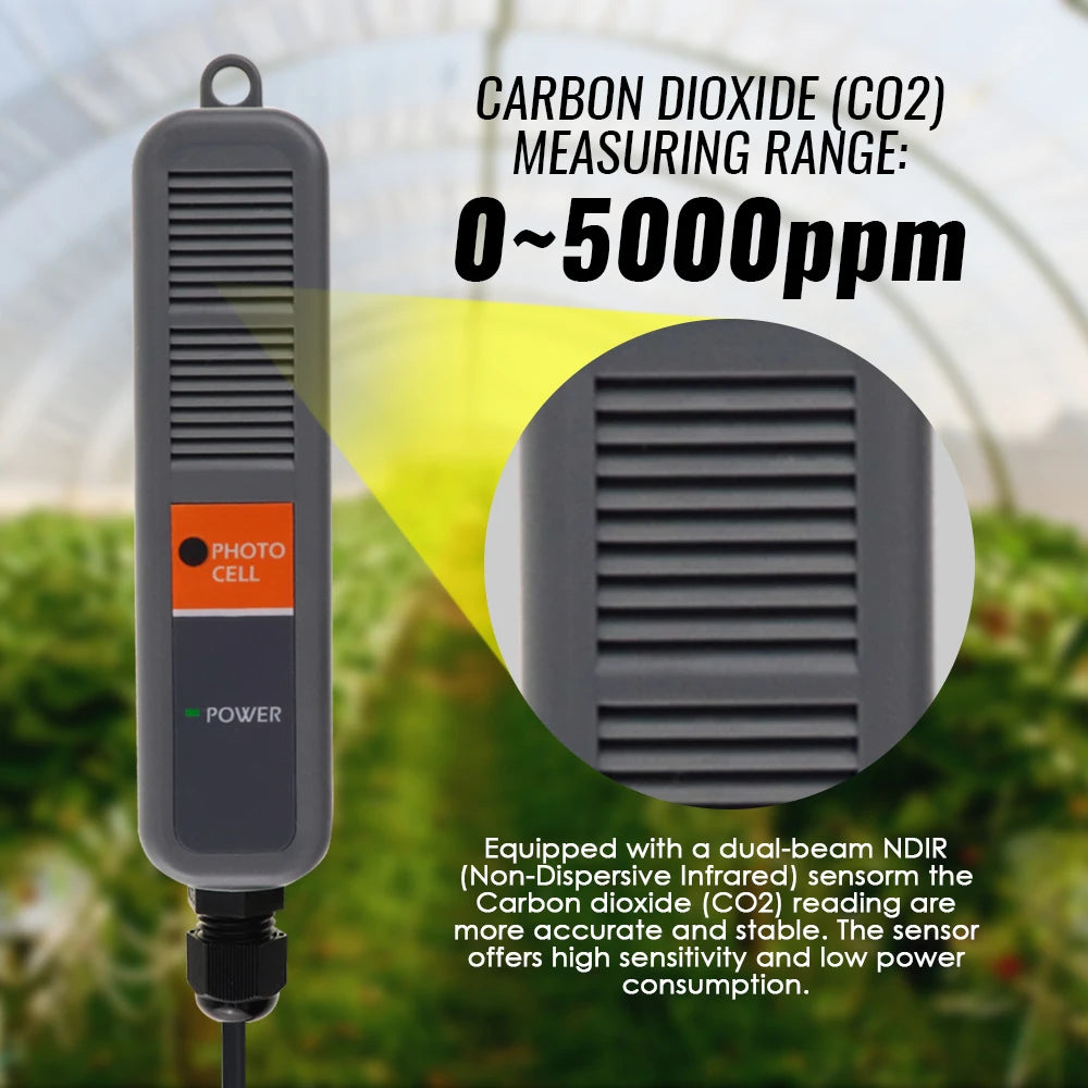 Digital CO2 Carbon Dioxide Monitor Controller Sensor W/ Relay Function NDIR Sensing Probe For Greenhouse Mushroom Farm
