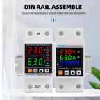63A 230V Din Rail Adjustable Over Under Voltage Protective Device Protector Relay Over Current Protection Energy KWH Meter