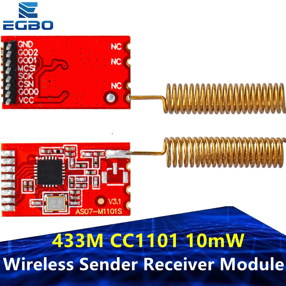 1~10PCS 433M CC1101 10mW Wireless Sender Receiver Module NRF905/SX1212/SI4432 EGBO