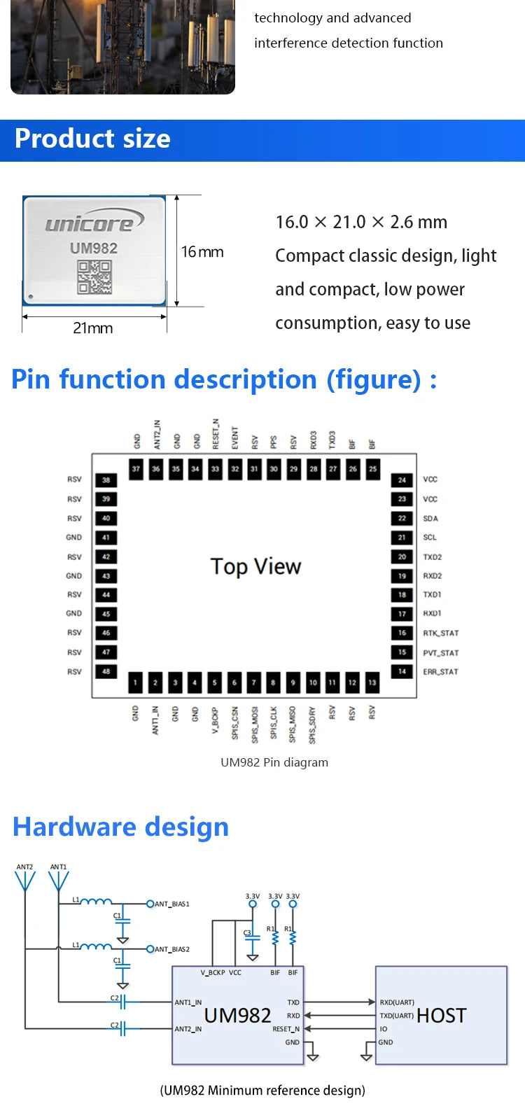 Original Positioning Heading Module UM960 UM980 UM982 K902 K922 ZED-F9P ZED-X20P for Precision Agriculture Drone Defence Robot