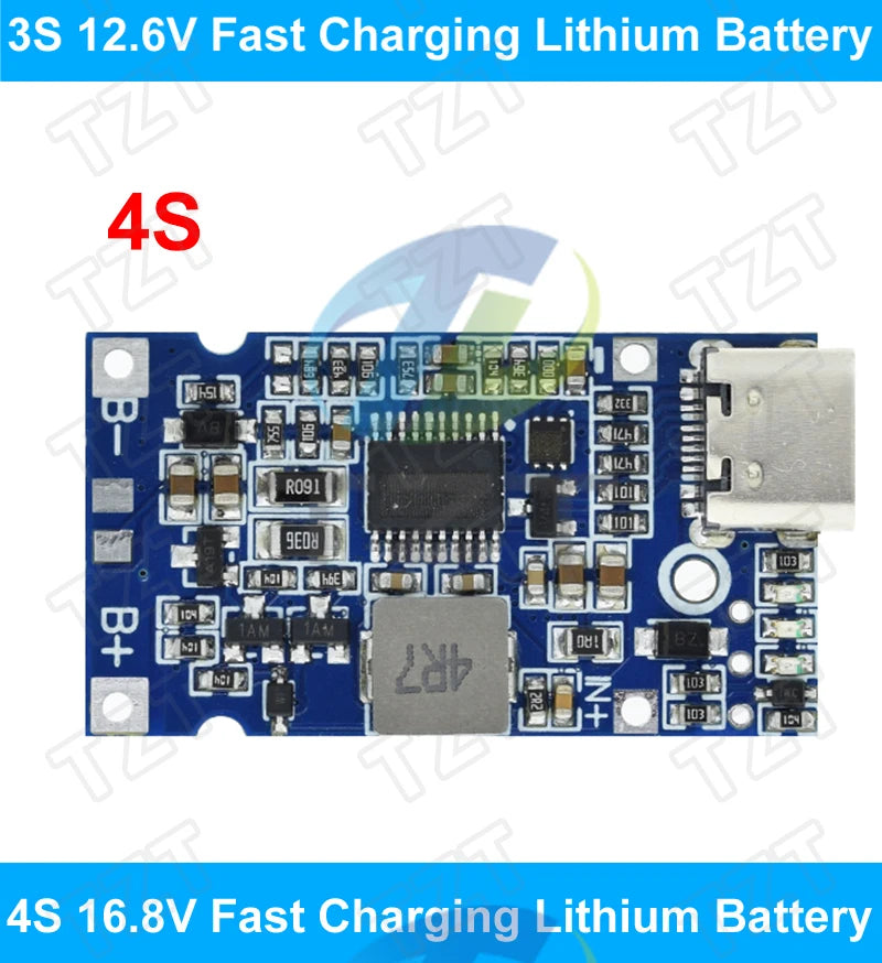 Type-C USB 2S 3S 4S BMS 4.5V-15V 18W 2A Lithium Battery Charging Module Support QC Fast Charge With Temperature Protection