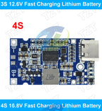 Type-C USB 2S 3S 4S BMS 4.5V-15V 18W 2A Lithium Battery Charging Module Support QC Fast Charge With Temperature Protection