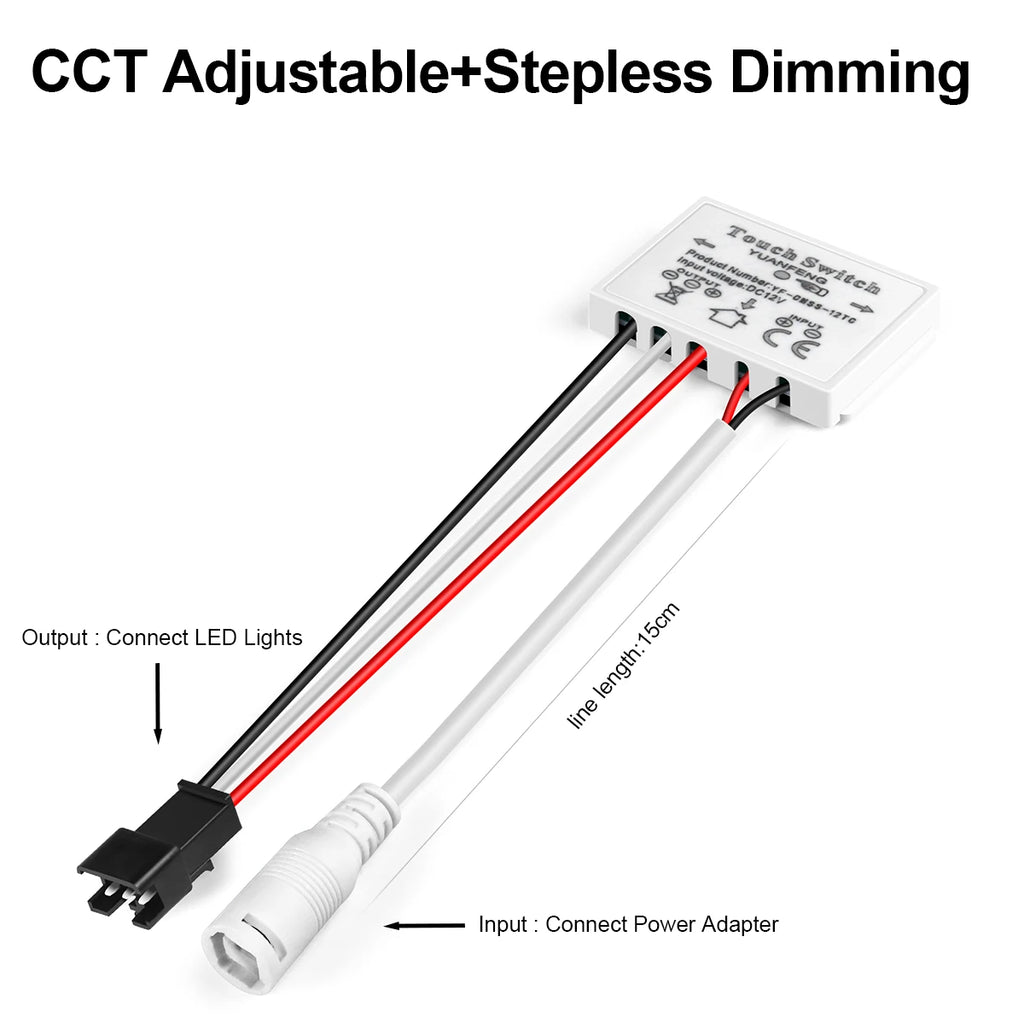 HOT DC12V-24V Dimmable Touch Sensor Switch For Single Color/ CCT Adjustable LED Strip Light Bathroom Mirror Backlight Switch