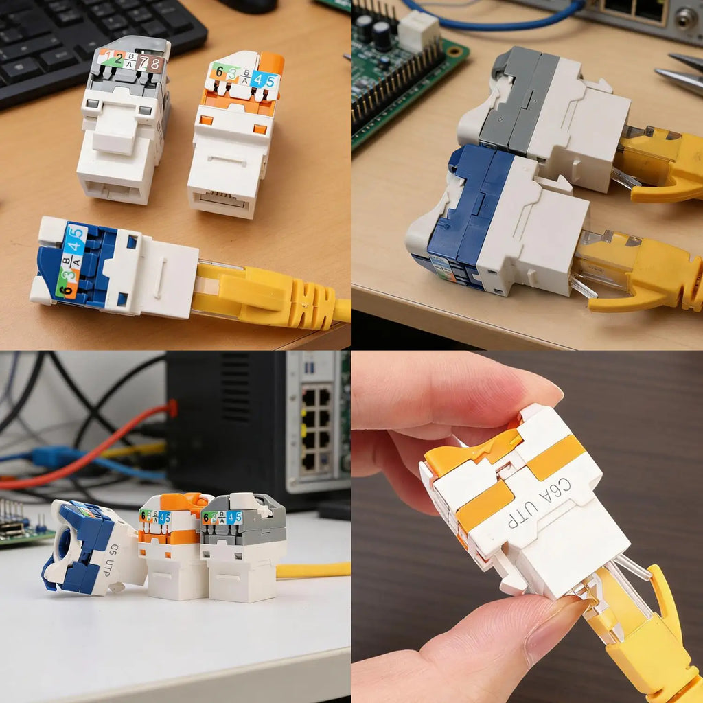 Cat6/Cat6A/Cat5e Tool-Less RJ45 Keystone Jack Network Coupler Ethernet Wall Jack Connectors High-speed RJ45 Keystone Adapters