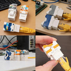 Cat6/Cat6A/Cat5e Tool-Less RJ45 Keystone Jack Network Coupler Ethernet Wall Jack Connectors High-speed RJ45 Keystone Adapters