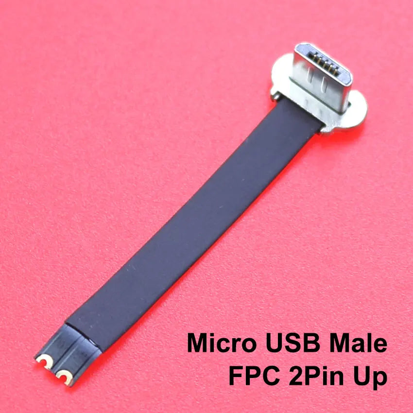 Micro USB Type-C Connector FPC 2Pin 3Pin W/ Resistor R1 Soft Flat Cable Male Charging Cable Fast Charge Wire Extention For Phone