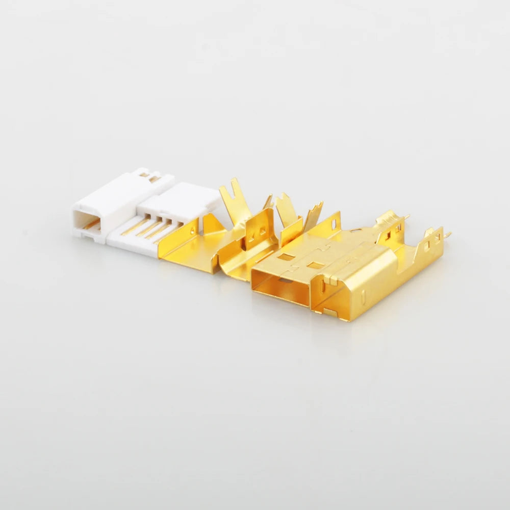 Hi-End Gold Plated USB A To B Connector Type A-B Plug DIY HiFi USB Cable Replacement Audio Grade USB Wire Repair Spare Parts