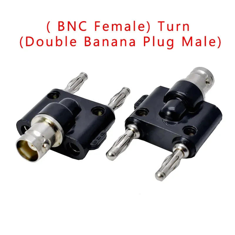 Binding Post RF Coax Coaxial Splitter Connector BNC Adapter Male Plug To Two Dual Banana Jack Socket