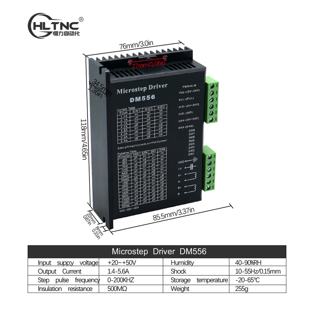 TB6600 / DM542 / DM556 Nema 23 Stepper Motor Driver  with Nema23 Stepper Motor 2N.M 76cm 57hs76 CNC Engraving Milling Machine