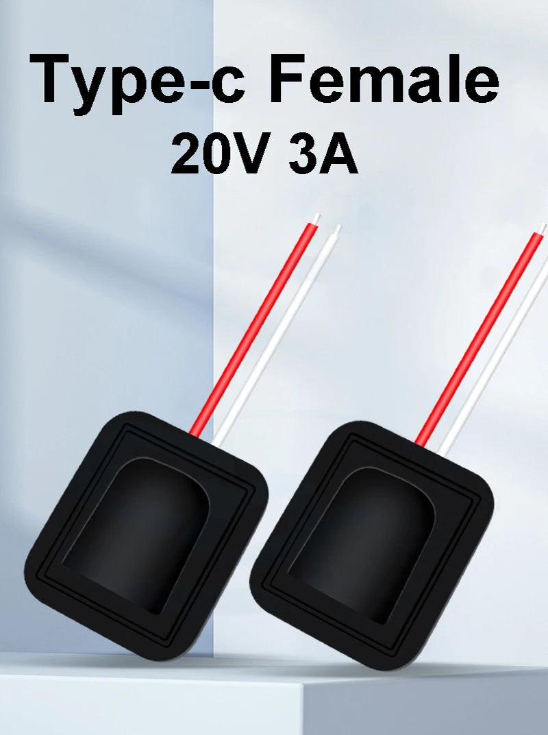 1PCS 10cm 20V 3A USB Type-C Waterproof USB Connector Direct Compression Female Base Female Socket Charging Interface