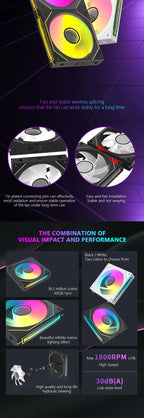 JUMPEAK MX120 240mm Modular Wireless Splicing PC 120mm Case Cooling Fan ARGB Infinite Mirror Effect For Computer Water Cooler