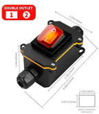 FILN 30A 12V 24V 220V Waterproof Inline Toggle Switch with LED IP65 Sealed Outdoor Box Inline Cord Rocker Switch Power