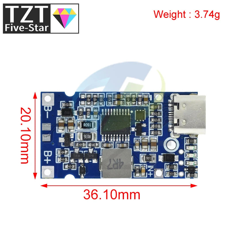 Type-C USB 2S 3S 4S BMS 4.5V-15V 18W 2A Lithium Battery Charging Module Support QC Fast Charge With Temperature Protection