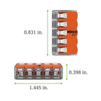 2pcs WAGO 221‑415 Lever‑Nuts 5‑Conductor Lever Wire Connector, Reusable Splicing Terminal Block for Solid Stranded Fine‑Stranded