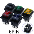 KCD4-203 Heavy Duty 16A 250VAC 30x22 Waterproof Rocker Switch 6pin DPDT ON OFF ON 12V 220V Red Green LED Light Rocker Switch
