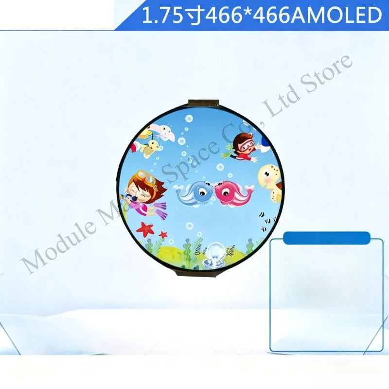 1.75-Inch Full Round AMOLED Display - 466x466 High Resolution, Outdoor Brightness, Capacitive Touch for AI Smart Watch Speaker