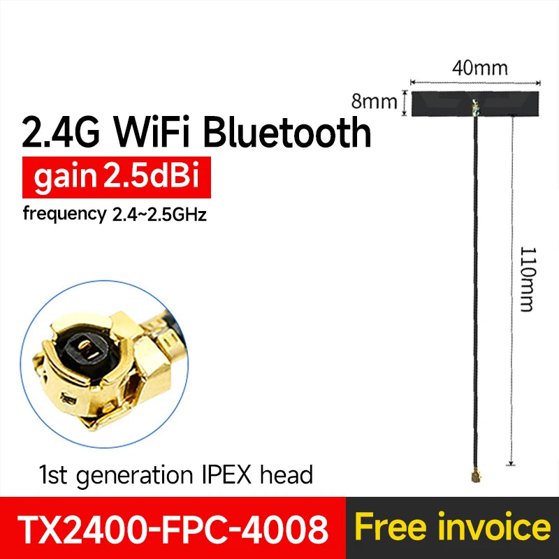 10PCS 2.4G Antenna FPC CDSENET TX2400-FPC Build in Antenna Small Size Interface Light Weight Small Size