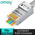 CAT6 CAT7 CAT5E RJ45 Connectors Pass Through Modular Plug Network UTP 3/50μ Gold-Plated 8P8C Crimp End for Ethernet Cable