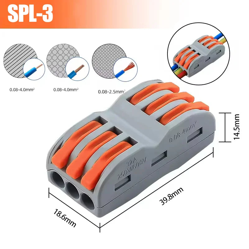Quick Wire Connectors Multi-circuit Splicing Butt Fast Electrical Connector Universal Push-in Lever Nuts Cable Terminal Block
