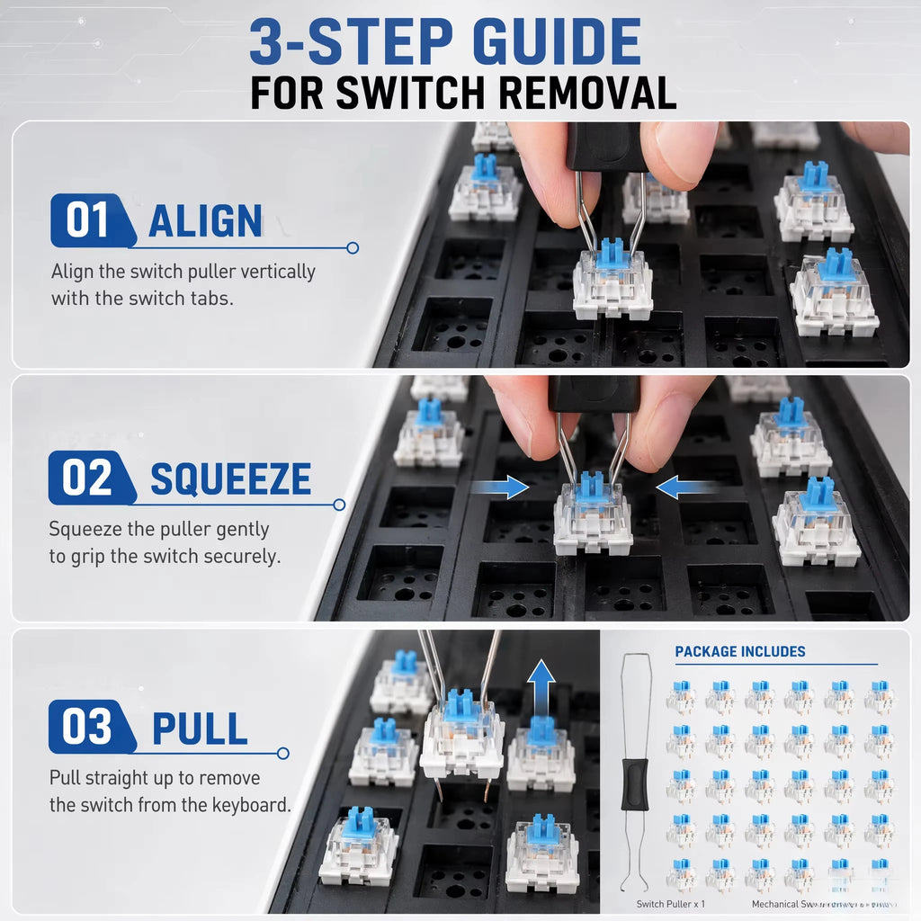 Three Pin Tactile Keyboard Switch Sturdy Plastic Key Clicker Key Replacement Parts for Mechanical Keyboard Servicing Accessories