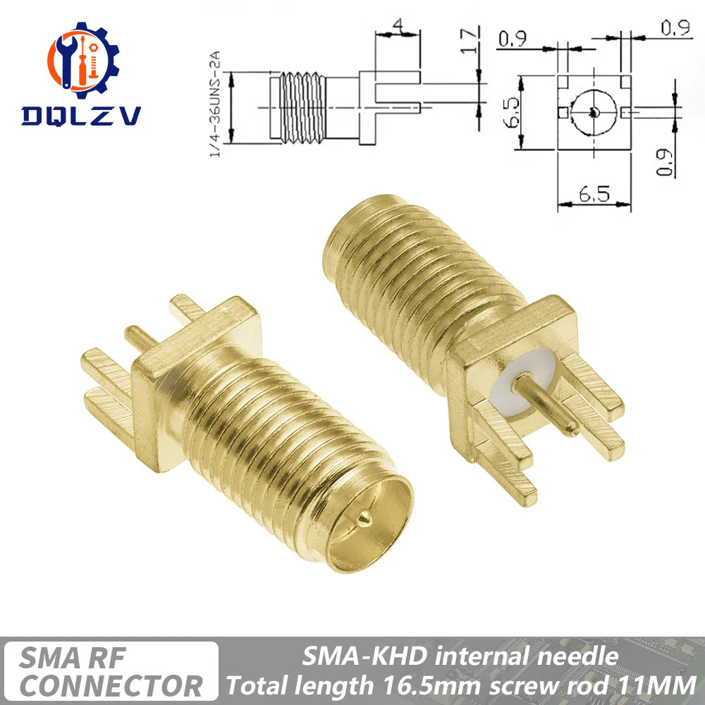 SMA Male Female Straight Connector 90 Degree Solder Edge PCB Straight Right angle Mount RF Copper Plug Socket