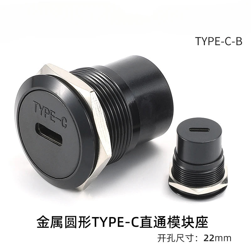 C-type USB3.0 Panel Socket Metal 22mm Circular Dual USB 2.0/3.0 Thread Module Connector USB Interface Type-C HDMI Plug Sockets