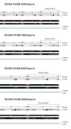 WS2811 Addressable 630 720 LEDs Dream Color FCOB RGB IC LED Light Strip 12mm 12V 24V Flexible WS2812B FOB COB Led Lights RA90