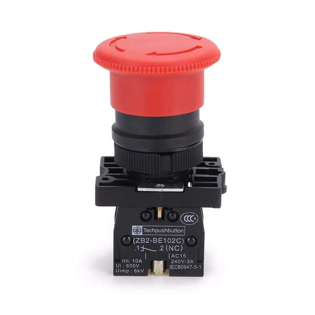 Electrical Equipment Emergency Stop Switch Rotating Reset Constant Close Push Button Control Switches 22mm Mounting Hole Machine