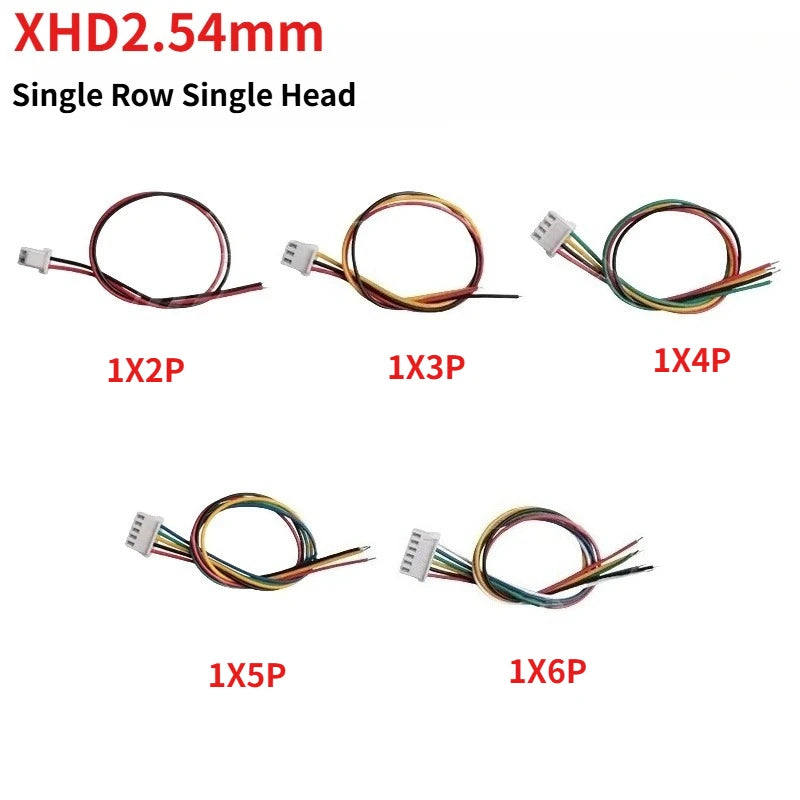 XHD2.54mm 26AWG spacing single row plug terminal wire electronic connection wire single head 1X2P/3P/4P/5P/6PinLenght10/20/30cm