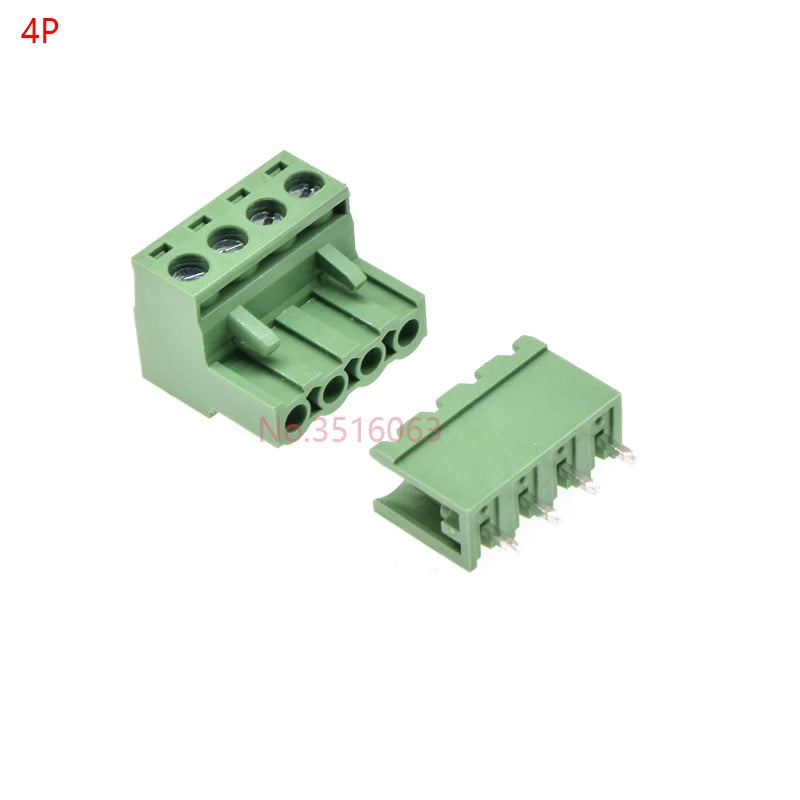 10Sets 2edg 2/3/4/5/6/7/8/9 Pin Screw Terminal Block Connector 5.08mm Pitch Plug + Straight Pin Header Socket For Pcb 2p 3p 4p