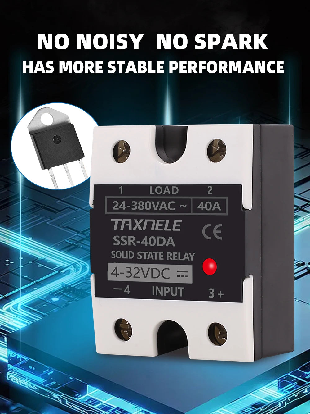 SSR 40DA SSR 25DA 10DA Solid State Relay  DC To AC 4-32VDC Input 24-480VAC Output solid state relay Industrial Single black SSR