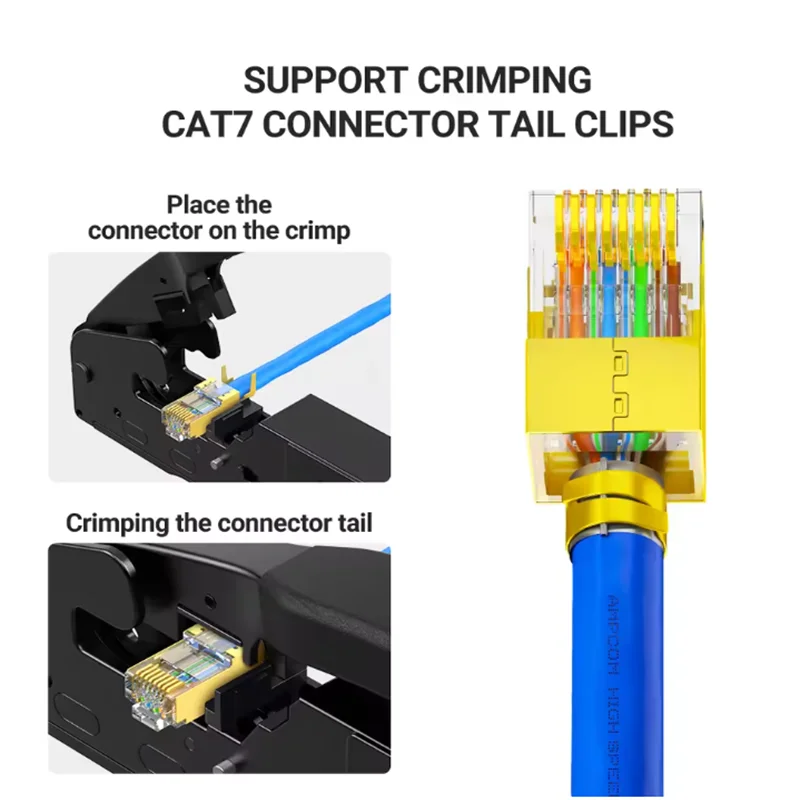 AOKIN Electrician Crimper CAT7 Crimping Tool for Pass Through RJ11 RJ45 Connector CAT6 CAT5E Modular Plugs Wire Stripper Cutter
