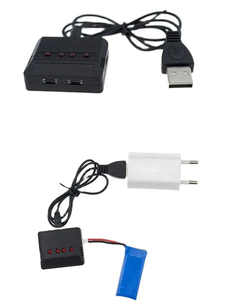 SYMA Hubsan 4-in-1 USB Balance Charger Fast & Safe Charging for X4/X5/H107 Series Drones 3.7V LiPo Battery Compatible Drone