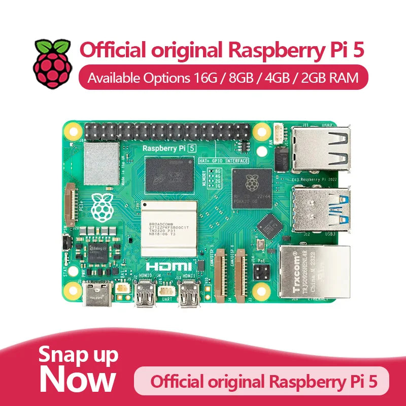 Official Original Raspberry Pi 5 Cortex-A76 Linux 2GB 4GB 8GB 16GB Arm Board Python Programlama PCIe Gigabit Ethernet USB3.0