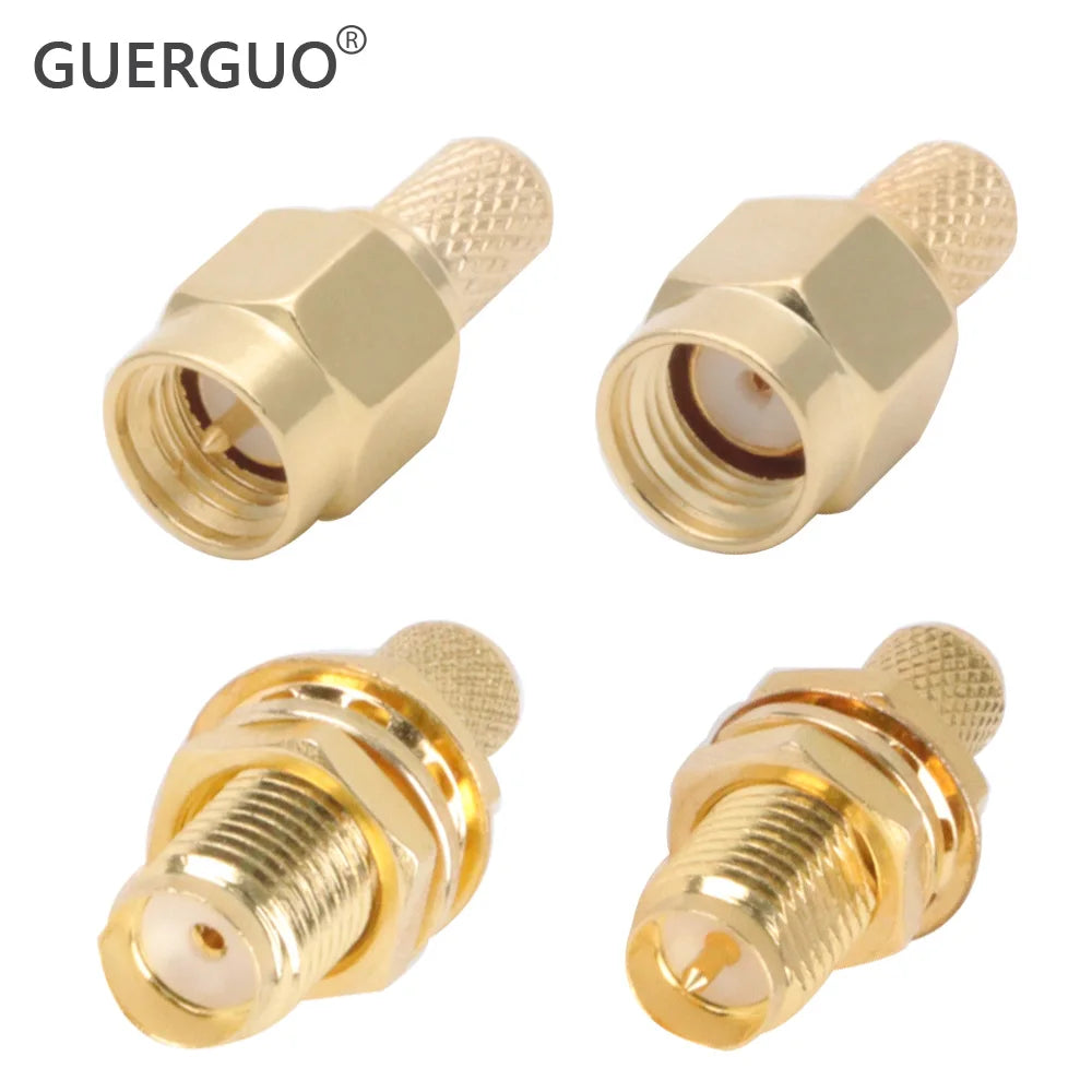 1PC RP SMA Male Plug Female Jack Right Angle Connector Solcering Crimp Adapter RG58 3DFB/LMR200 SYV 50-3 RF Coaxial Connectors