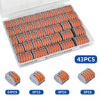 43Pcs Boxed Eletrical Mini Quick Lever Wire Connector 1 In Multiple Out Compact Splicing Termianl Block Easy For Installation