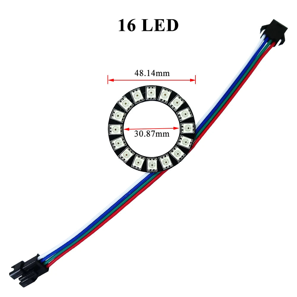 WS2815 Angel Eyes Ring 16/24/35 LEDs Breakpoint Resume Individually Addressable DC12V 5050 RGB Car Daytime Running Light