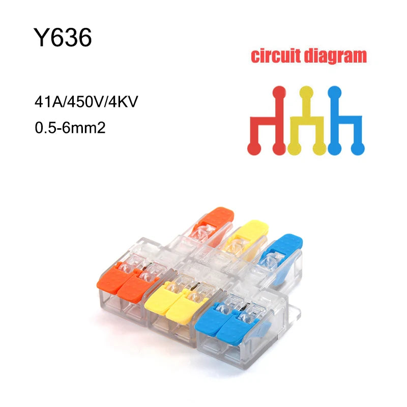 High Power 6mm² Fast Wire Electrical Connectors Universal Compact Splitter Push-in  Cable Wire Connector Fast Terminal Block