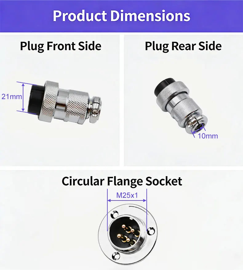 GX25 Plug Cable Connector Flange Fixing 20A 2Pin 3Pin 4Pin 5Pin 6Pin 8Pin 12Pin DF25 Circular Connectors