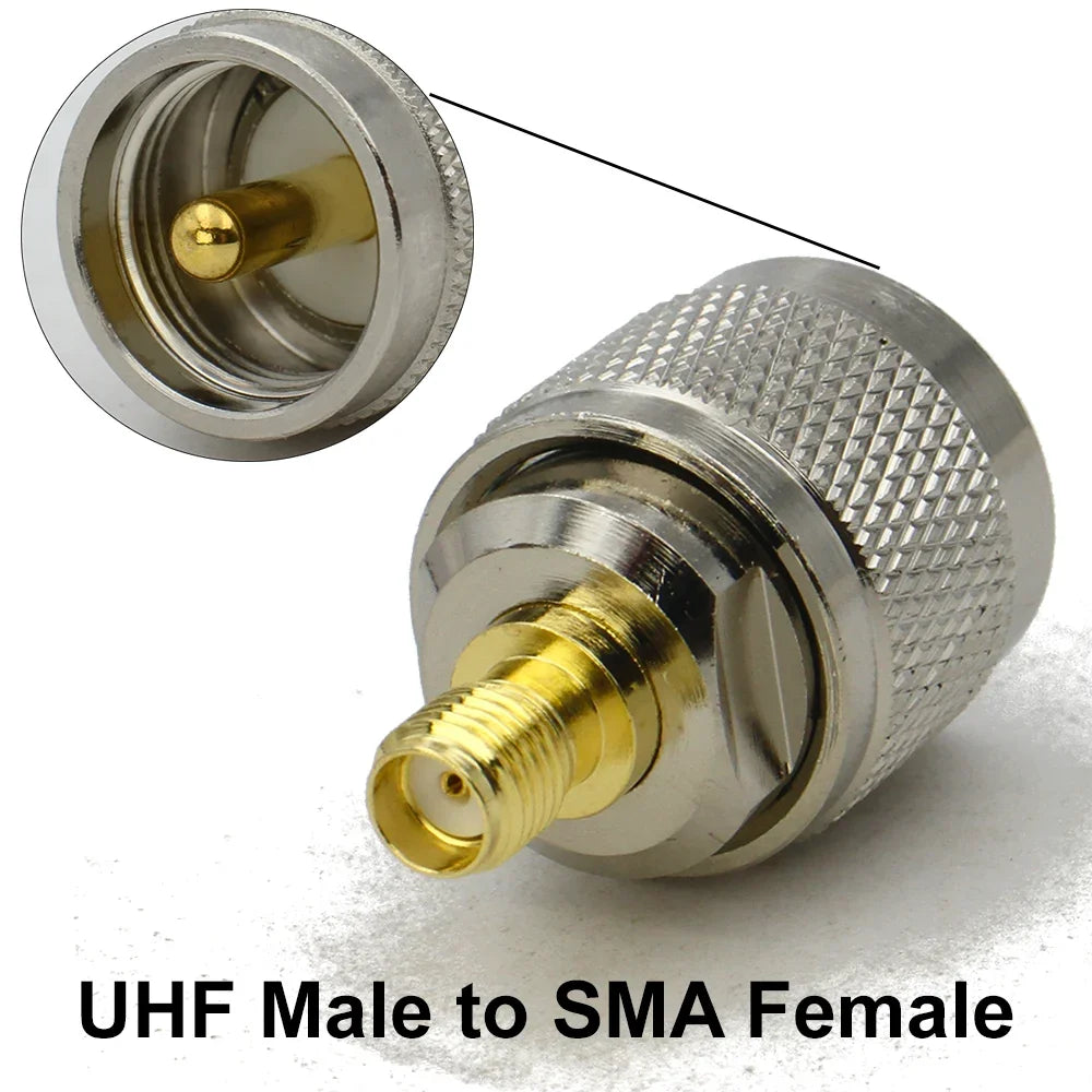 UHF to SMA Connector SO239 PL259 Male Plug & Female Jack 4Hole Flange RF Adapter Straight Brass for CB Radio/Walkie Talkie