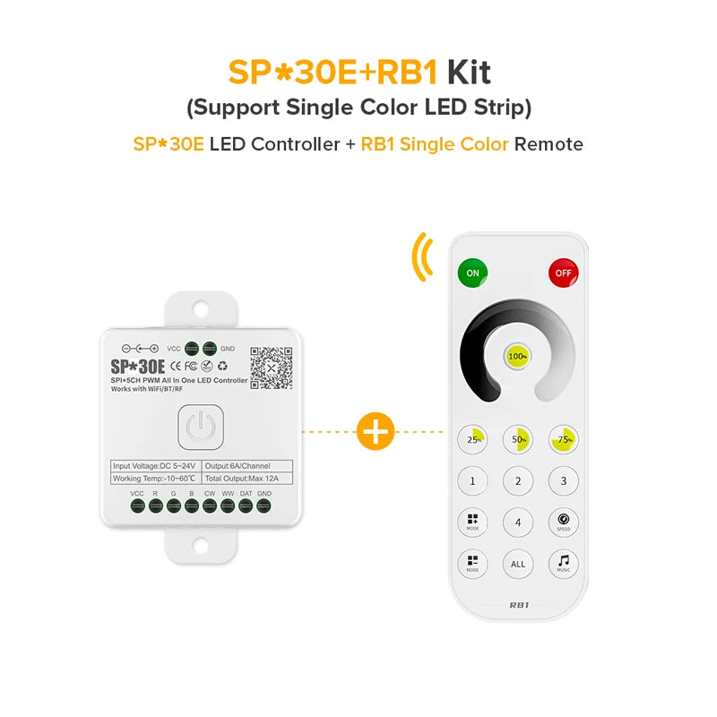 All In One LED Controller SP530E Wifi Alexa Google Home BT SP630E 5CH PWM SPI Pixels LED Strip Light WS2811 WS2812B SK6812 FCOB