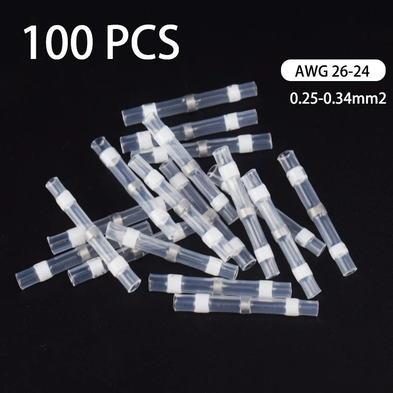 50/100/200Pcs Waterproof Solder Seal Heat Connector Shrink Butt Connectors Lug Terminals Electrical Wire Car Insulated Terminal