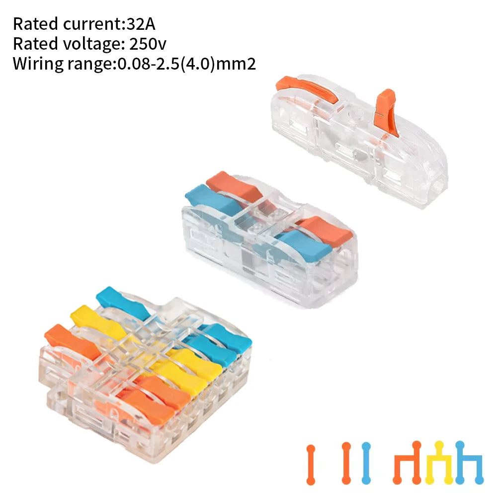 10/50 PCS Mini Fast Wiring Connectors Universal Compact Lever Crimp Splitter Electrical Conductors Push-in Home Terminal Block