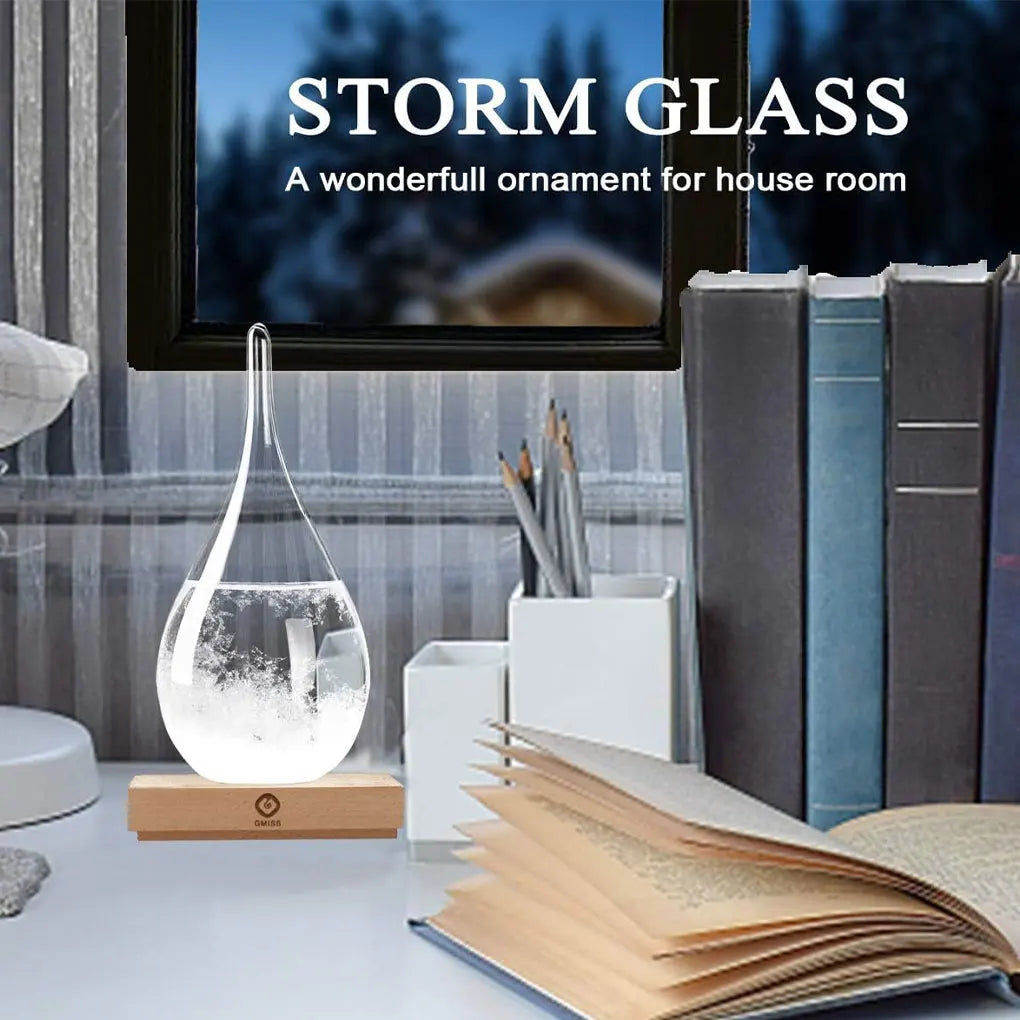 Crystal Storm Glass Barometer - Transparent Weather Forecast Water Drop Weather Station Desktop Decor for Table Ornament
