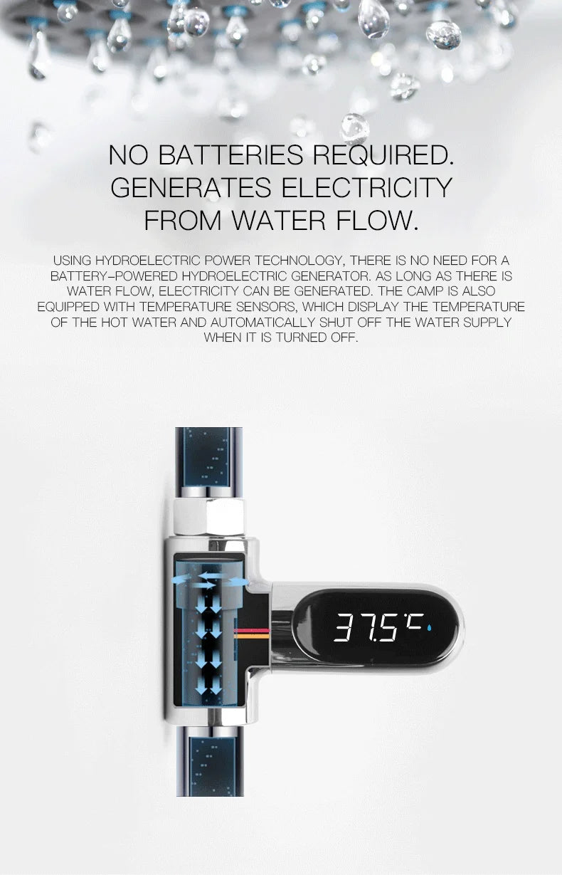Universal Shower Head Hot Tub Water Temperature Monitor Electricity LED Display Bathing Temperature Meter Bathroom Accessories