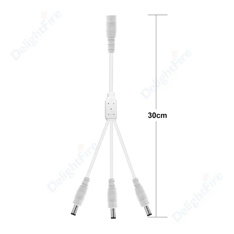 DC Power 1 Female to 2 Male 5.5mm x 2.1mm Barrel Plug Y Splitter Adapter Splitter Cord for Surveillance Camera LED Strip Light