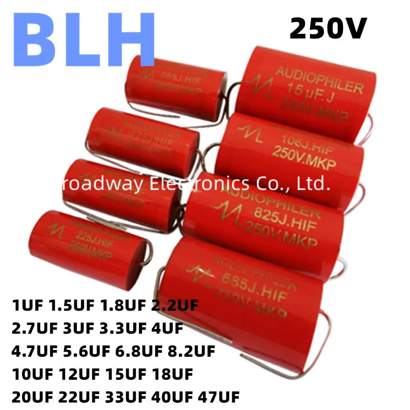2PCS Speaker Divider High Tone Poleless MKP Capacitor 250V  4UF 405 4.7UF 475 5.6UF 565 6.8UF 685 8.2UF 825 10UF 106 12UF 126