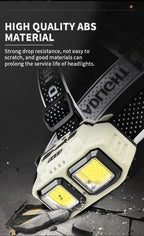 HOMEFISH COB LED Headlamp Induction USB Rechargeable Head Flashlight Powerful Work Light for Outdoors Camping Fishing