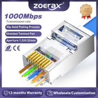 ZoeRax RJ45 Cat6A Cat6 Cat5e Pass Through Connector Gold Plated 3 Prong 8P8C Modular Plug for UTP/STP Stranded Ethernet Cable