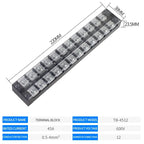 15A/25A/45A 600V Dual Row Barrier Screw Terminal Block Wire Connector TB Series 3/4/5/6/8/10/12 PIN Optional TB-1503 TB-2503